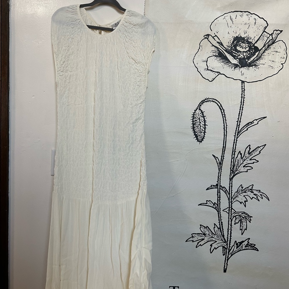 Vintage R.J. Collection by Chelsea Rousseau Long Ruched Gown, Ivory, Size 6 - Picture 7 of 10